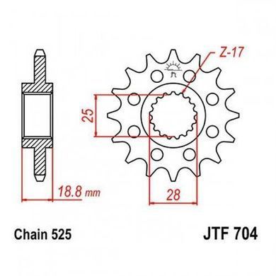 JT JTF704.16 - Звезда передняя APRILIA ETV, RST, RSV, SL, TUONO; BMW F; HUSQVARNA NUDA 650-1100 1998-2020