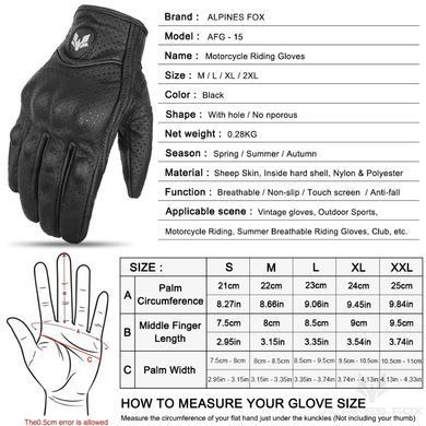 Мотопальчатки із захистом овеча шкіра ALPINES FOX Розмір L, L, Black