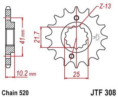 JT JTF308.15RB APRILIA PEGASO; DERBI MULHACEN; HONDA FMX, FX, NX, SLR; SUZUKI GSX-R; YAMAHA MT-03, XT, XTZ 650/660/1100 1988-2016