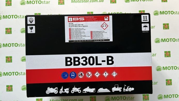 Акумулятор BS BB30L-B (YB30L-B) 12V, 30Ah, 300A, 168X132X176 мм