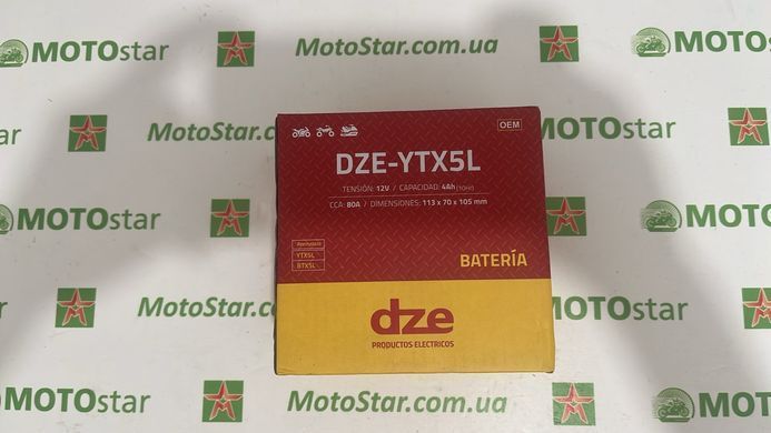 Мотоциклетный аккумулятор DZE-YTX5L, 12 В, 4 А&middot;ч, 80 А, 113&times;70&times;105 мм