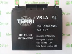 Аккумулятор DB12-20 12V 20А  AGM  -/+, 181x76x167мм TERRY