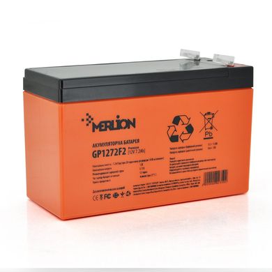Акумуляторна батарея MERLION AGM GP1272F2 PREMIUM 12 V 7,2 Ah (150 x 65 x95 (100)) Orange Q10