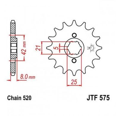 JT JTF575.15 - Зірка передня YAMAHA XT 600 '83-'86, TT600, XT550