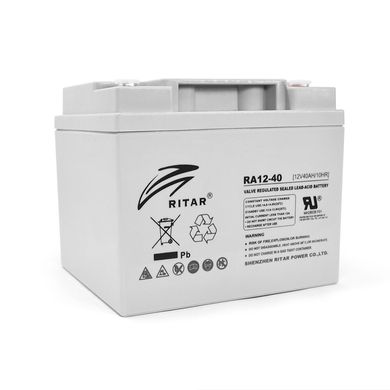 Акумуляторна батарея AGM RITAR RA12-40, Gray Case, 12V 40.0Ah (198x166x169) Q1, вага 13кг