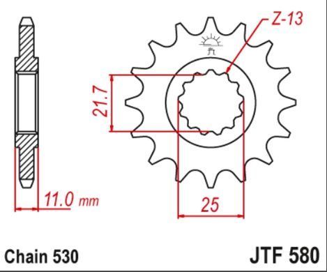 JT JTF580.16RB YAMAHA FZ, FZ6, FZR, FZX, GTS, YZF, YZF-R6 600-1000 1985-2020