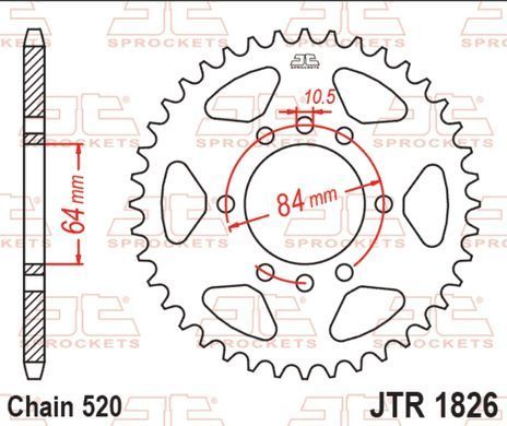 JT JTR1826.40 - Звезда задняя KAWASAKI KFX, KSF; SUZUKI GS, LT, LT-F, LT-Z, RV, T20 160-400 1968-2016