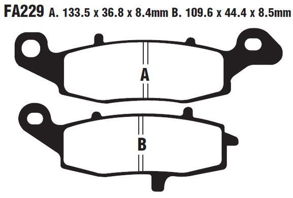 EBC FA229 - Тормозные колодки ORGANIC KAWASAKI ER5 01-06, ER6 06-16, VERSYS 650 07-09, KLR 650 95-04, Z 750 04-06, ZR7 99-04, VN 800 96-03, VN 900 06-17, GPZ / ZR 1100 96-98, VN 1500 96-03, VN 1600 03-08, VN 1700 09-17