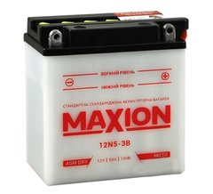 12N5-3B MAXION Мото акумулятор, -/+, 12V, 5Ah, 120x60x130 мм (YB9L-B)