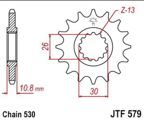Передняя звездочка с резиновыми амортизатором JT JTF579.17RB