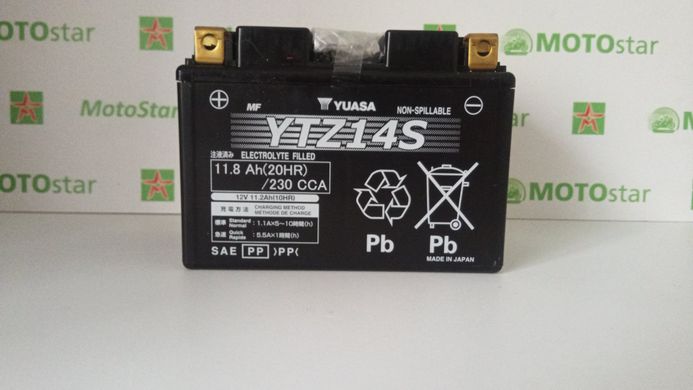YUASA YTZ14S Акумулятор 11,8 А / ч, 230 А, (+/-), 12V 150х87х110 мм
