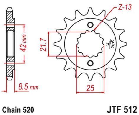 Передняя звездочка с резиновой амортизацией OE JT JTF512.15RB (JTF512RB)