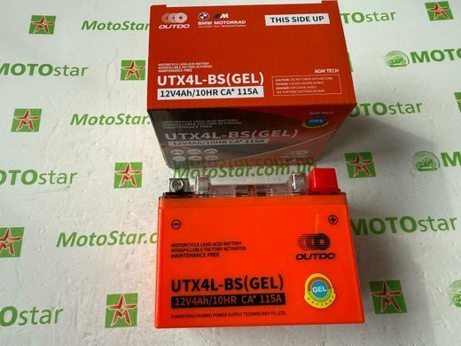 Акумулятор Outdo UTX4L-BS 12V 4Ah , CA* 115A 114x71x88 мм BMW partner