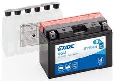 EXIDE ET9B-BS / YT9B-BS Мото аккумулятор 8 А/ч, 115 А, (+/-), 150х70х105 мм