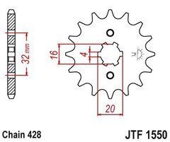 Зірка передня JT JTF1550.13 (PBR 2182 13 18NC) BETAMOTOR RR, RR ENDURO, SM; HUSQVARNA TE; YAMAHA MT, T, WR, YZF, YZF-R125 105/125 1997-2020