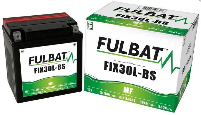 FIX30L-BS Fulbat Мото акумулятор 30 А/ч, 385 А, (-/+), 165х125х175 мм (YTX30L-BS)
