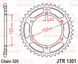 Зірка задня JT JTR1301.40 &mdash; 40 зубці, ланцюг 520, Honda CRF300 L/LA / Rally '21-26