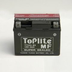 Мотоакумулятор TOPLITE YTX4L-BS 12V,3Ah,д. 114, ш. 71, в.89, электролит в к-те, вес 1,5 кг