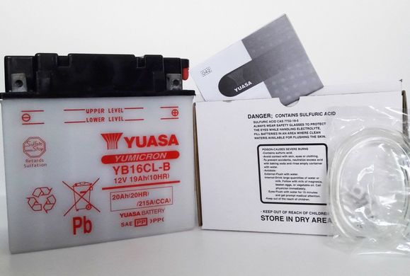 YUASA YB16CL-B Акумулятор 19 А/ч, 240 А, (-/+), 175х100х175 мм