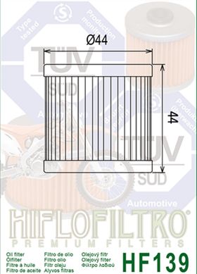 HIFLO HF139 - Фільтр масляний DRZ 400/ LTZ 400/LTR450