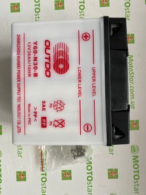 Акумулятор Outdo Y60-N30-B +/-, 12V 30Ah, кислотний 187x130x170 мм