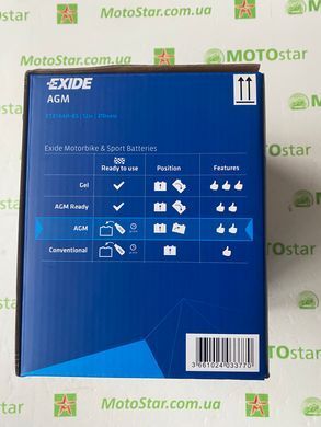 EXIDE ETX14AH-BS / YTX14AH-BS Аккумулятор 12 А/ч, 210 А, (+/-), 134х89х166 мм