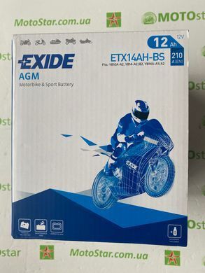 EXIDE ETX14AH-BS / YTX14AH-BS Аккумулятор 12 А/ч, 210 А, (+/-), 134х89х166 мм