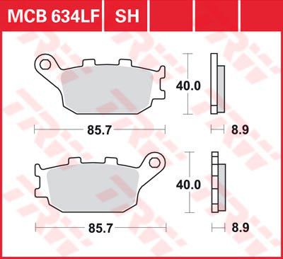 LUCAS MCB634 - Тормозные колодки HONDA CBF 500 04-08, CB 600 HORNET 98-15, CBF 600 04-13, CBR / RR 600 91-07, NC 700 / 750 '12-, XL 700V 08-13, CB 750 92-03, CB 900 HORNET 02-06, CBR 900 92-03, CB 1000 93-03, CBF 1000 10-16