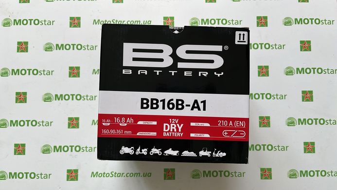 Аккумулятор BS BB16B-A1 (YB16B-A1) 12V, 16Аh, 207 А, (+/-), 160x90x161 мм