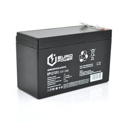 Акумуляторна батарея EUROPOWER AGM EP12-7.2F2 12 V 7,2 Ah (150 x 65 x95 (100)) Black Q10