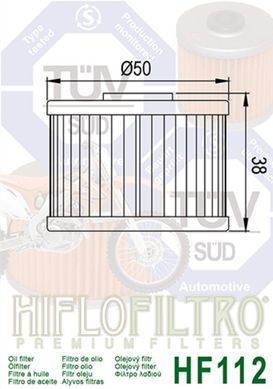 HIFLO HF112 - Фильтр масляный (HF113) текен 300 Мотор 176FMM