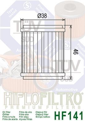 HIFLO HF141 = HF141RC - Фильтр масляный BETA RR; BETAMOTOR RR; FANTIC CABALLERO; GAS GAS EC; MBK CITYCRUISER, CITYLINER, SKYCRUISER, VP; RIEJU MARATHON, RS-3 125-450 1990-2021