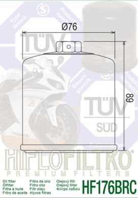 HIFLO HF176BRC - Фильтр масляный Harley 62700280, RH975, RA1250, RH1250S