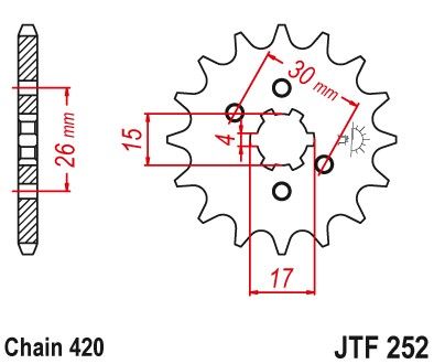 JTF252,12 Передня зірочка HONDA ATC, CB, CRF, MBX, MTX, NSR, ST, XR, Z 50/70/80