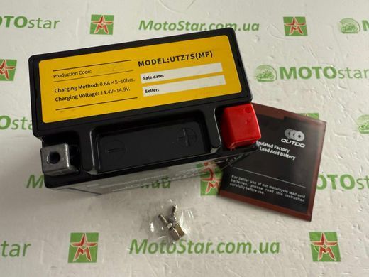 OUTDO YTZ7S Акумулятор 12V 6Аh/10Ah CA 150A, гелевый, 114x69x106 мм, чорний