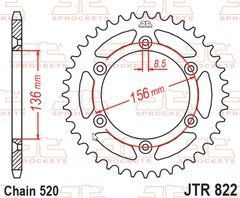 JTR822,48 Звезда задняя BETAMOTOR RR, RR ENDURO; CAGIVA WMX; GAS GAS EC, ENDURO, MC, SM; HUSQVARNA CR, SM, SMR, SMS, TC, TE, TX, TXC, WR, WR/E 125-630 1978-2019