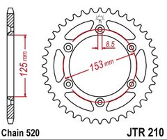 JT JTR210,46 - Зірка задня сталева HONDA CR, CRF, CRM, XR 125-650 1983-2021