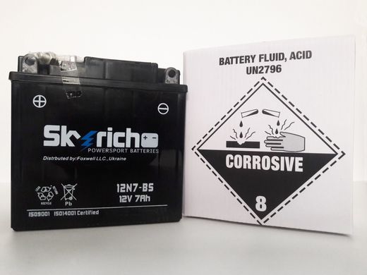 Аккумулятор Skyrich 12N7-BS 12V, 7Ah, 74 А, (+/-), 134x74x133 мм, (12N7-4B)