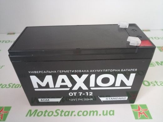 Промышленный аккумулятор MAXION ot 7-12 AGM 12V 7Ah L+ (левый +) 12-7