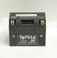 Мотоакумулятор TOPLITE TTZ5S 12V, 3,5Ah, д. 113, ш. 70, в.85, електроліт в к-ті, вага 1,4 кг