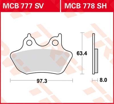 LUCAS MCB777SV - Гальмівні колодки HARLEY DAVIDSON FLHR, FLHRC, FLHRCI, FLHRI, FLHRS, FLHRSE, FLHRSI, FLHT, FLHTC, FLHTCI, FLHTCU, FLHTCUI, FLHTCUSE, FLHTI, FLHX, FLHXI 883-1803 1999-2012
