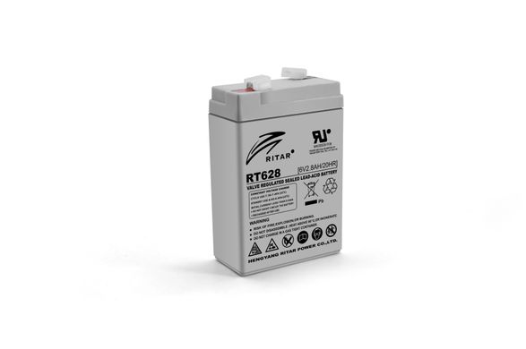 Акумуляторна батарея AGM RITAR RT628, Gray Case, 6V 2.8Ah (66х34х 97 (103)) Q25, 057кг