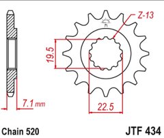 JT JTF434.14 - Зірка передня SUZUKI DR, GF, GN, GZ, SP, TU, VL 250-500 1979-2019