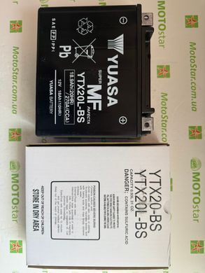 YUASA YTX20L-BS Мото аккумулятор 18 А/ч, 270 А, (-/+), 175х87х155 мм