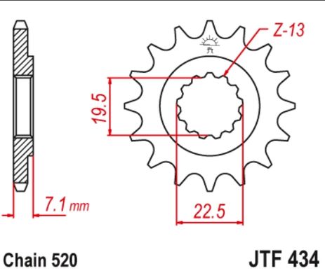 JT JTF434.14 - Звезда передняя SUZUKI DR, GF, GN, GZ, SP, TU, VL 250-500 1979-2019
