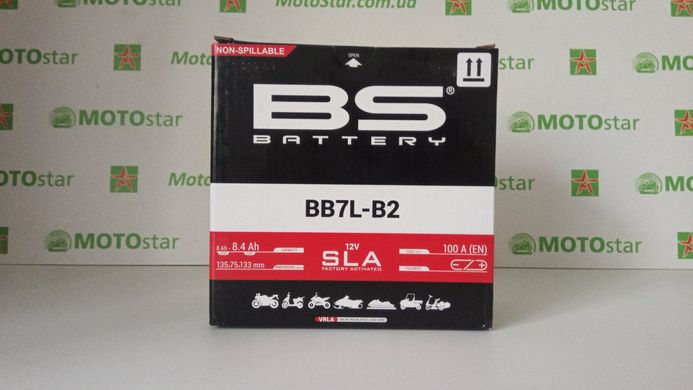 Мото аккумулятор BS battery BB7L-B2 8 А/ч, 100 А, (-/+), 135х75х133 мм (12N7-3B, YB7L-B, YB7-B2)