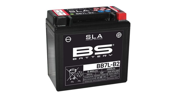 Мото аккумулятор BS battery BB7L-B2 8 А/ч, 100 А, (-/+), 135х75х133 мм (12N7-3B, YB7L-B, YB7-B2)