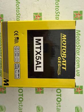 Аккумулятор MOTOBATT MTX5AL GEL 12V 5Аh 119.5X60X131, -/+, 85 А, вес 2,1кг (YB5L-B,12N5-3B)