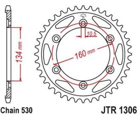 JT JTR1306.42 - Звезда задняя HONDA CBR, RVT, VTR 900/1000 2000-2016