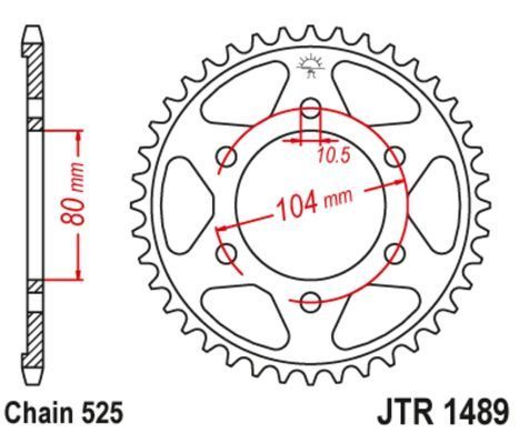 Задняя звездочка JT JTR1489.44 KAWASAKI ZX750R, NINJA, KLZ VERSYS (12-)
